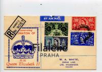 1953 KUWAIT/ENGLAND QEII/FDC/REGIST.